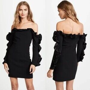 CINQ À SEPT Rosemarie Ruffled Off-The-Shoulder Mini Dress - size 4